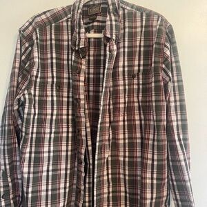 Men's Plaid Button-Down Shirt - Green and Red